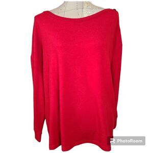 Vince Camuto Size X-Large Red Button Boatneck Drop Sleeve Pullover Sweater NWT